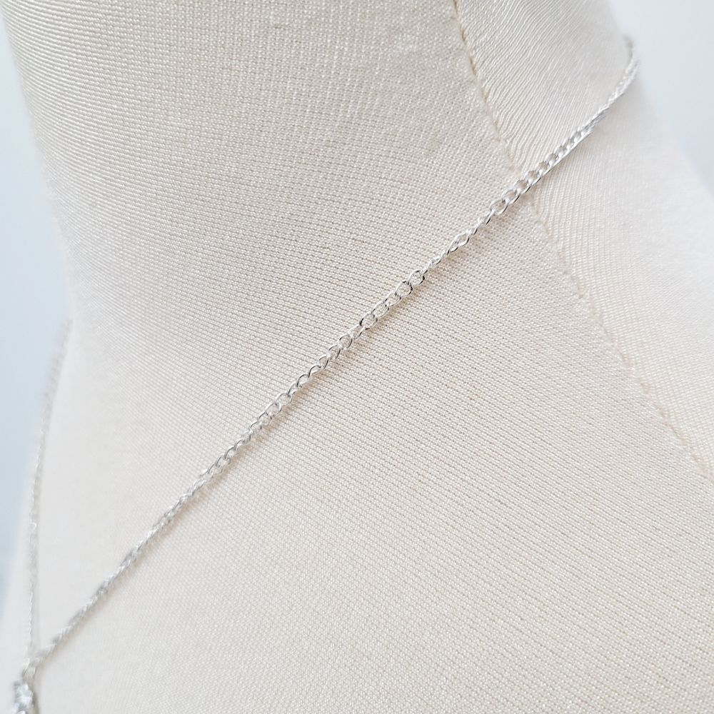 2/$20 Brand New Silver Tone Rectangular Rhinestone Necklace - Picture 6 of 8